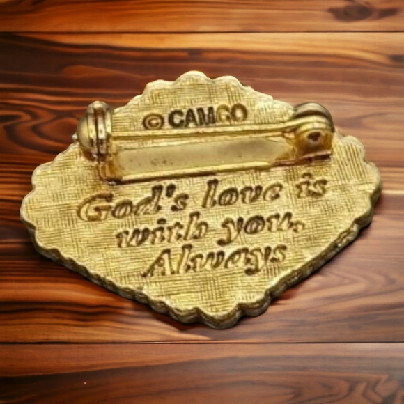 Vintage Camco Rose Pin, "God's Love is with you . Always" signed - Picture 2 of 4